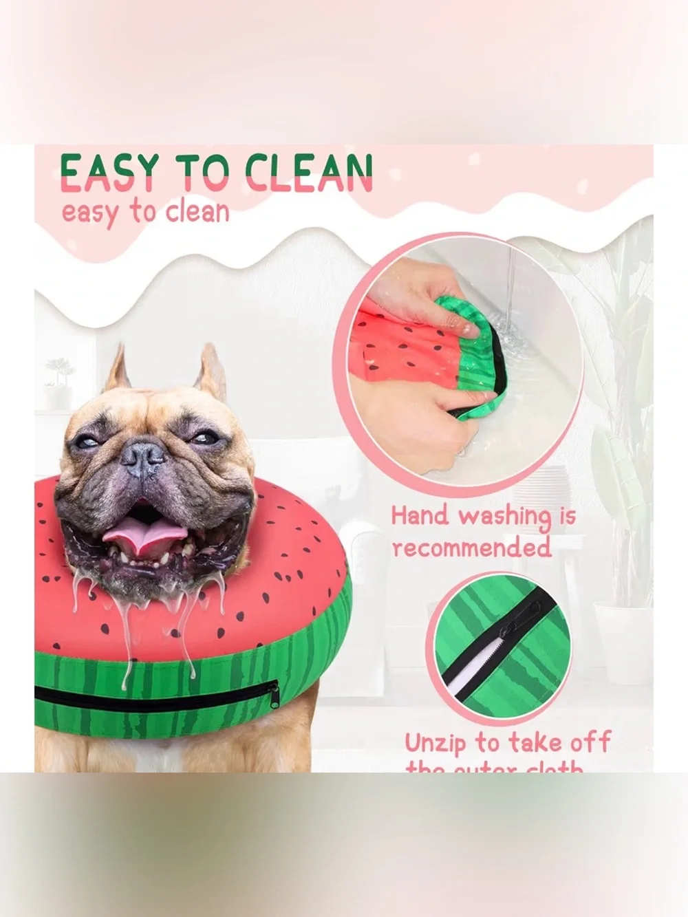 NEW XL Pink & Green Inflatable Dog Donut Recovery Collar